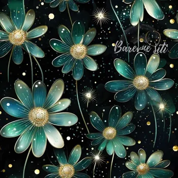 Úplet, Zelené květy se stonky (E) 1,05m/ks (Top kvalitní úplet Bella digitisk)