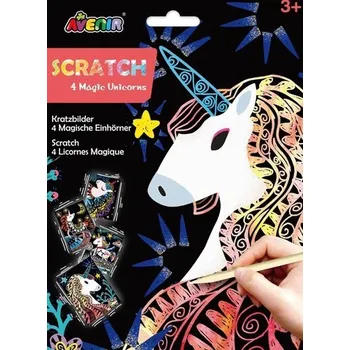 Škrabací obrázky 4 ks - Jednorožec