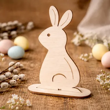 Velikonoční dekorace Dřevěný Velikonoční zajíček se stojánkem