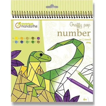 Omalovánky Avenue Mandarine Graffy Pop Number - Dinosaurus