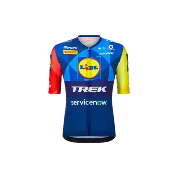 cyklistický dres Trek pánský závodní cyklistický dres replika týmu Lidl-od Santini, tmavě modrá/žlutá - M