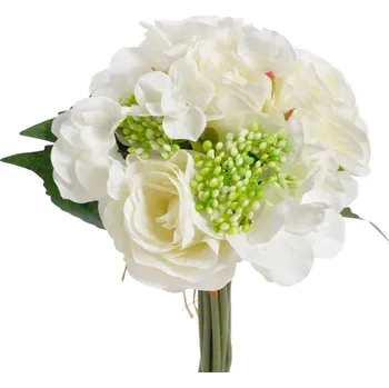 umělá květina Kytice růží a hortenzií - bílá