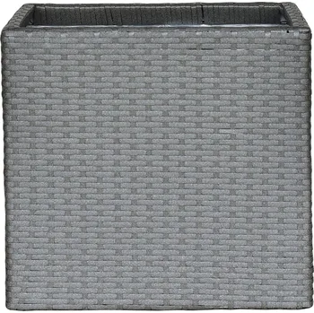 Obal na květináč s vložkou, 45 × 45 × 42 cm, plast, šedá&nbsp;17788.42F23