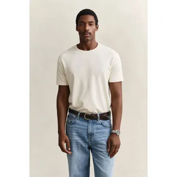 Pánské oblečení TRIČKO GANT INTERLOCK SS TSHIRT CREAMED WHITE