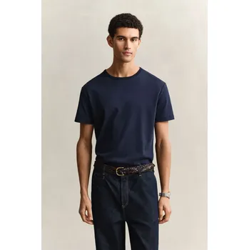 Pánské oblečení TRIČKO GANT INTERLOCK SS TSHIRT EVENING BLUE