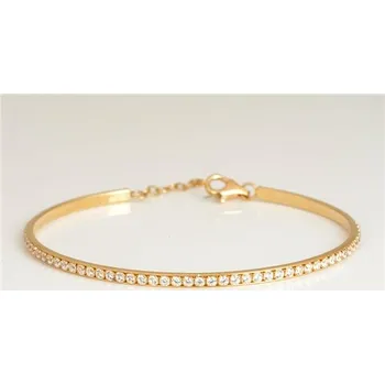 Náramek Dámský pevný náramek ze žlutého zlata se zirkony JMG0326WGB17 + Dárek zdarma