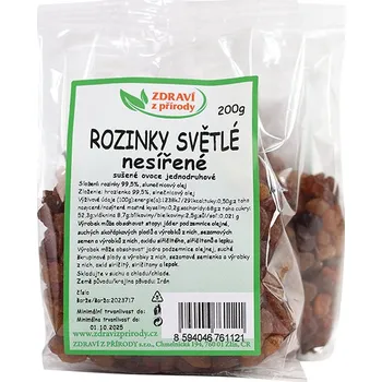 Sušená potravina Rozinky světlé nesířené 200g ZP