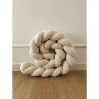 mantinel do postýlky Ochranný mantinel do postýlky - Pletený cop - Bouclé Ecru 200cm