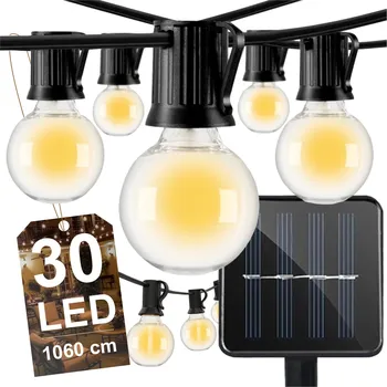 Zahradní dekorace SOLÁRNÍ SVĚTELNÁ GIRLANDA DO ZAHRADY 30 LED KOULE S SOUMRACOVÝM SENZOREM