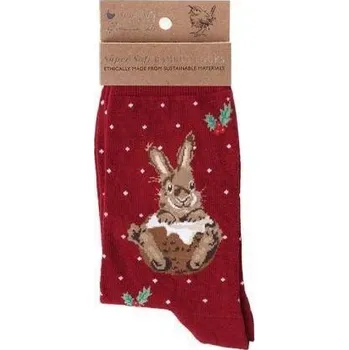 Dámské ponožky Dámské ponožky vánoční Wrendale Designs "Little Pudding" - Králík