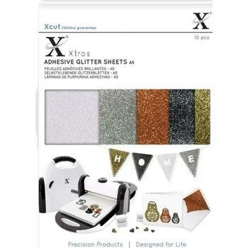 Docrafts samolepíci glitterový papír A5 metalický 10 ks