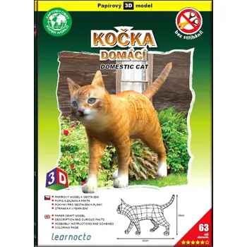 3D puzzle Kočka domácí – Papírový 3D model/63 dílků
