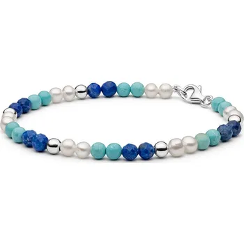 Šperk Stříbrný náramek Marianna s přírodním howlitem, lapis lazuli a perlou GRP24435BHLP