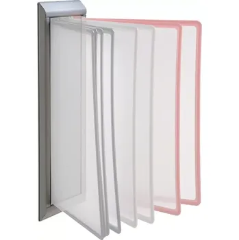 Nástěnný stříbrný kovový držák na 10 kapes A4