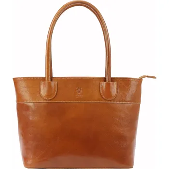 Kabelka Dámská kožená kabelka Vera Pelle - hnědá/camel