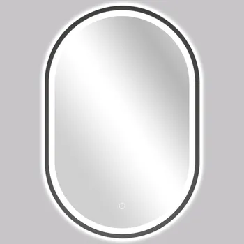 Zrcadlo CERANO - Koupelnové LED zrcadlo Alto, kovový rám - černá matná - 40x60 cm