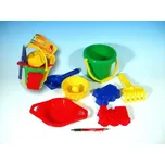 Teddies Kbelík sítko lopatka hrabičky 3 bábovky plast v síťce 20x28x12cm 12m+