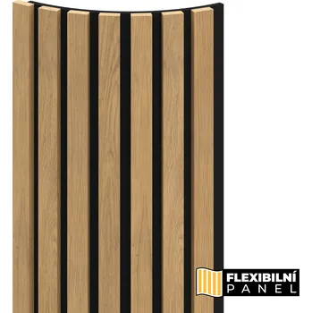 Obklad VZOREK - WALL CONCEPT flexi obkladový panel Dub rustic, černý filc + MDF, 240x135x17 mm