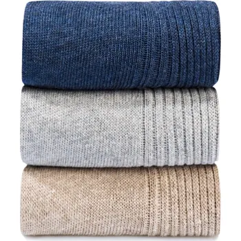 Pánské ponožky 3 páry ponožek pro diabetiky tm. modrá, světle šedá, béžová 35-38