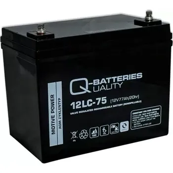 Trakční baterie Q-Batteries 12LC-75 12V/75Ah trakční AGM akumulátor (Trakční bloková baterie)
