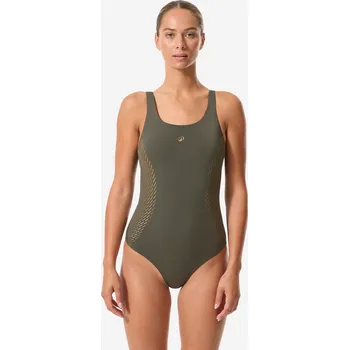 Dámské plavky DECATHLON Dámské jednodílné plavky Kimy 46 KAŠTANOVÁ|ZELENÁ|ŽLUTÁ