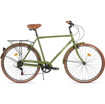 Jízdní kolo FABRICBIKE Southken - 28" městské kolo, klasické, pohodlné sedlo, 7 rychlostí. Olive 58cm ZELENÁ 2025