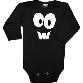 DEJNA Body dlouhý rukáv s Tváří - černé | Velikost koj. oblečení: 62 (2-3m)