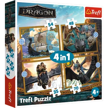 Puzzle Trefl Jak vycvičit draka: Dračí dny 4v1 35/48/54/70 dílků