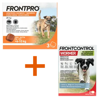 Antiparazitikum pro psa Frontpro žvýkací tablety pro psy (4-10 kg) 28,3 mg 3 tablety + Frontcontrol Wormer pro psy 10 kg 2 tablety