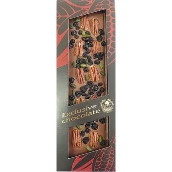 SEVERKA Mléčná čokoláda s pekanovými ořechy, pistáciemi a borůvkami 135g