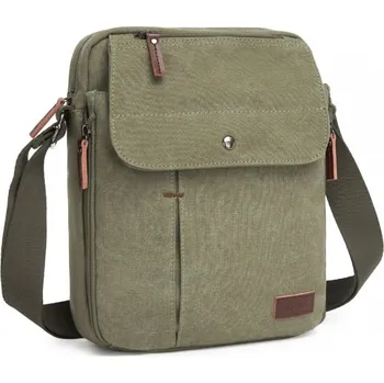 Crossbody plátěná taška KONO - zelená - 27 cm