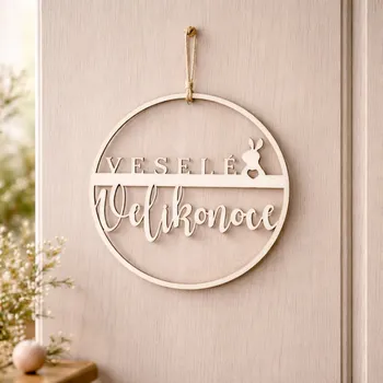 Velikonoční dekorace Dřevěná Velikonoční ozdoba na dveře