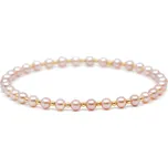7 Angelic Eyes Náramek z růžových říčních perel se 14 kt zlatými kuličkami Délka: 19 cm