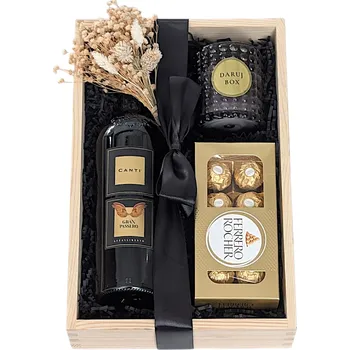 Dárkový potravinový koš Dárkový box s červeným vínem