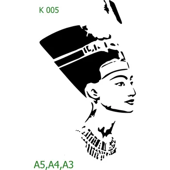 Plastová šablona pro malování - Portréty, postavy - Egyptská královna pohled z profilu (K005) - A4 , Lepící fólie