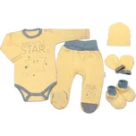 Baby Nellys 5-ti dílná soupravička do porodnice Baby Little Star - žlutá | Velikost koj. oblečení: 56 (1-2m)