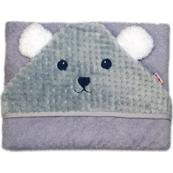 Baby Nellys Froté osuška s kapucí 100x100cm Baby Nellys Medvídek - šedý