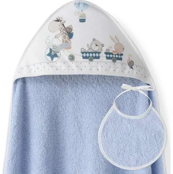 INTERBABY Osuška froté 100x100cm ZVÍŘÁTKA + bryndák - modrá