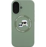 Karl Lagerfeld K&CH Heads silikonový kryt s MagSafe pro iPhone 16 - zelený