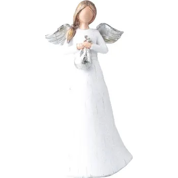 Andílek, polyresin, bílá se stříbrným pytlíčkem, 100 x 200 mm