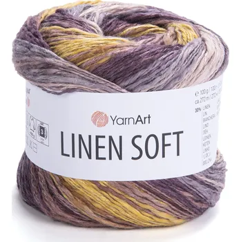 YarnArt Příze Linen soft 7415 hnědý proužek
