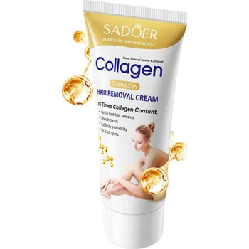 Epilátor Depilační krém s kolagenem 60 g Nohy ruce hruď intimní partie Bezbolestné odstranění chloupků Regenerační hydratační péče