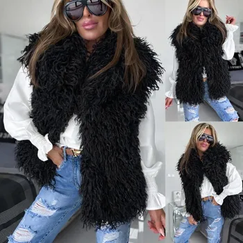 Dámská mikina Světové Zboží Dámské chlupatá vesta - černá