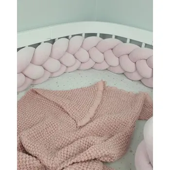 mantinel do postýlky Ochranný mantinel do postýlky - 4-pásmový cop - Pudrově růžový (120-400 cm) 120cm