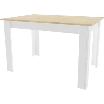 Jídelní stůl AKCE Bílý jídelní stůl s deskou v dekoru dub sonoma MADO 120x80 II. jakost