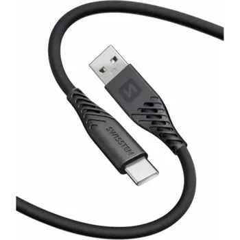 Datový kabel Swissten Soft Silicone datový kabel USB-A/USB-C 0,4 m - černá