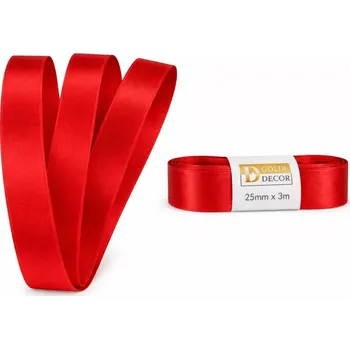 Stuha Stuha saténová červená - skládaná 25mm x 3m (6,30Kč/m) (Červená saténová stuha, skládaná, oboustranný satén)