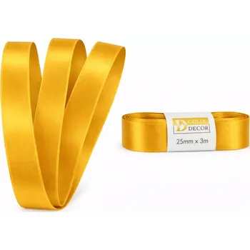 Stuha Stuha saténová zlato-žlutá - skládaná 25mm x 3m (6,30Kč/m) (Zlato-žlutá saténová stuha, skládaná, oboustranný satén)