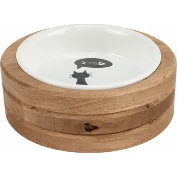 Miska pro psa Svět Tlapky Stojánek na 1 misku pro kočku kulatý TINA 13cm Dřevina nebo odstín: Borovice (dřevo), Průměr miska: miska 13cm, Výška: 5cm