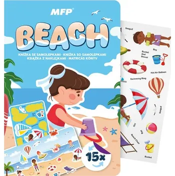 První čtění Samolepková kniha Pláž, 12x18cm, 15 samolepek